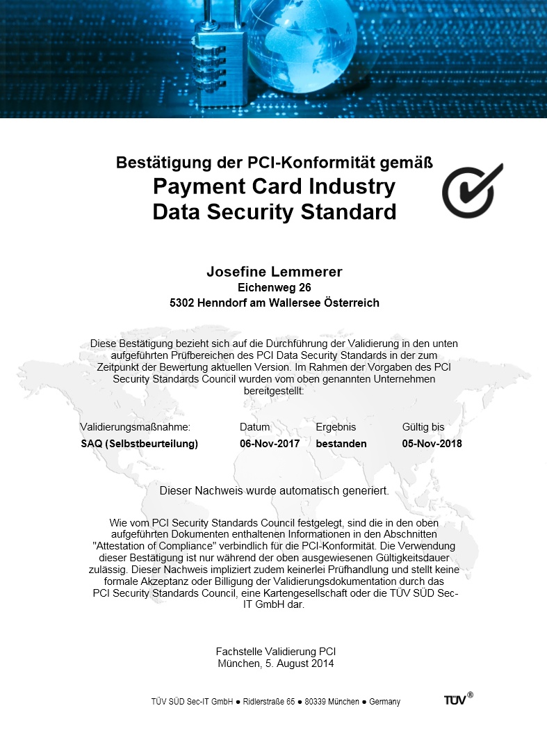 Konformitätserklärung PCI Six